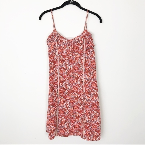 LC LAUREN CONRAD Red Floral Ruffle Button DRESS - Picture 2 of 8